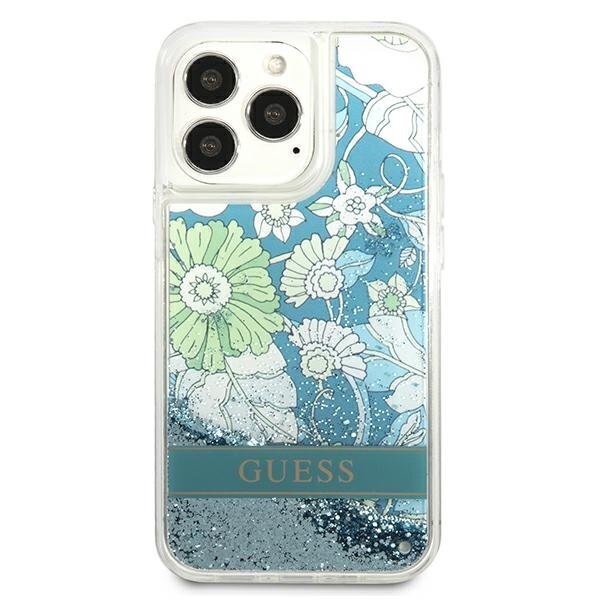 Telefoniümbris Guess GUHCP13LLFLSN iPhone 13 Pro / 13 6.1 / green hardcase Flower Liquid Glitter (Green) hind ja info | Telefoni kaaned, ümbrised | kaup24.ee