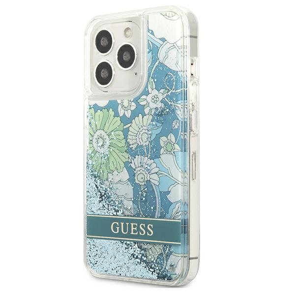 Telefoniümbris Guess GUHCP13LLFLSN iPhone 13 Pro / 13 6.1 / green hardcase Flower Liquid Glitter (Green) hind ja info | Telefoni kaaned, ümbrised | kaup24.ee