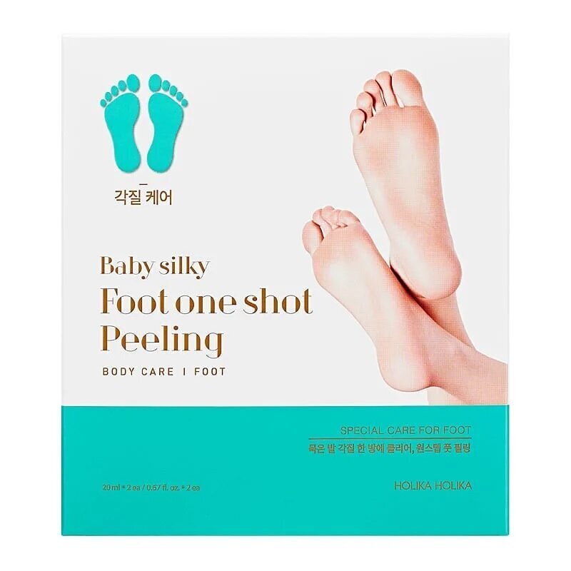 Jalakoorija sokkide kujul Holika Holika Baby Silky Foot One Shot Peeling, 2x25ml цена и информация | Kehakreemid, losjoonid | kaup24.ee