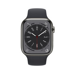 Apple Watch Series 8 GPS + Cellular 45mm Graphite Stainless Steel Case ,Midnight Sport Band - MNKU3EL/A LV-EE hind ja info | Apple Mobiiltelefonid, foto-, videokaamerad | kaup24.ee