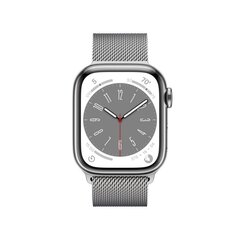 Apple Watch Series 8 GPS + Cellular 45mm Silver Stainless Steel Case ,Silver Milanese Loop MNKJ3EL/A LV-EE hind ja info | Nutikellad (smartwatch) | kaup24.ee