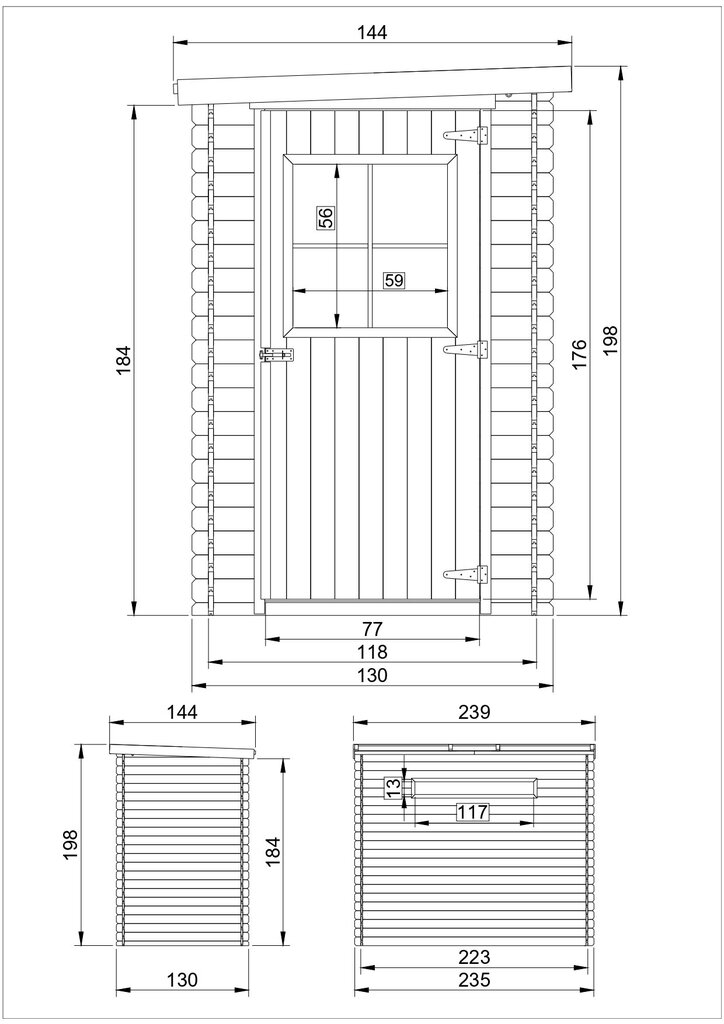 Puidust aiamaja põrandaga Timbela M306 - A198 x 239 x 144 cm, punane цена и информация | Kuurid ja aiamajad | kaup24.ee