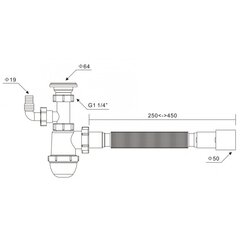 Valamu sifoon HD95 1" 1/4" (nõudepesumasina/pesumasina ühendusega) hind ja info | Sifoonid | kaup24.ee