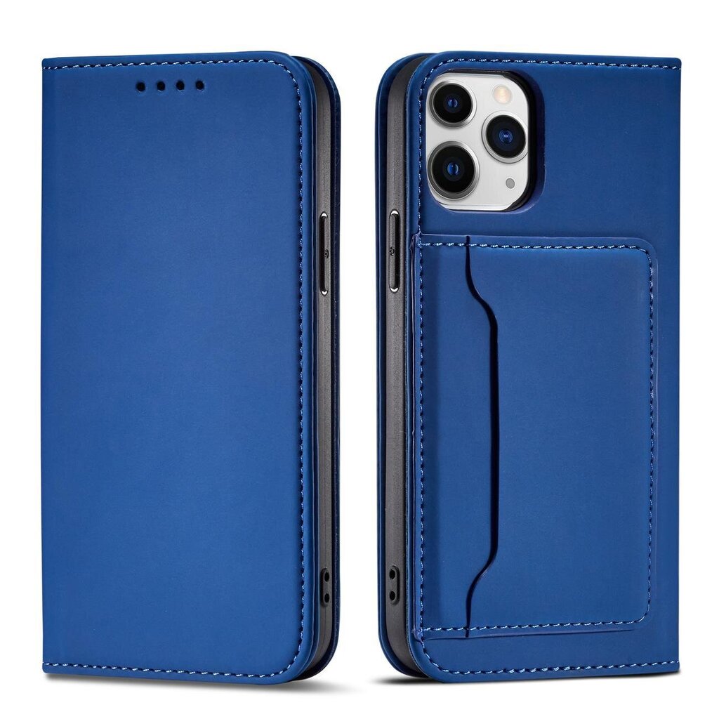 Telefoni kaaned Magnet Card Case for iPhone 12 cover card wallet card stand blue (Niebieski) цена и информация | Telefoni kaaned, ümbrised | kaup24.ee