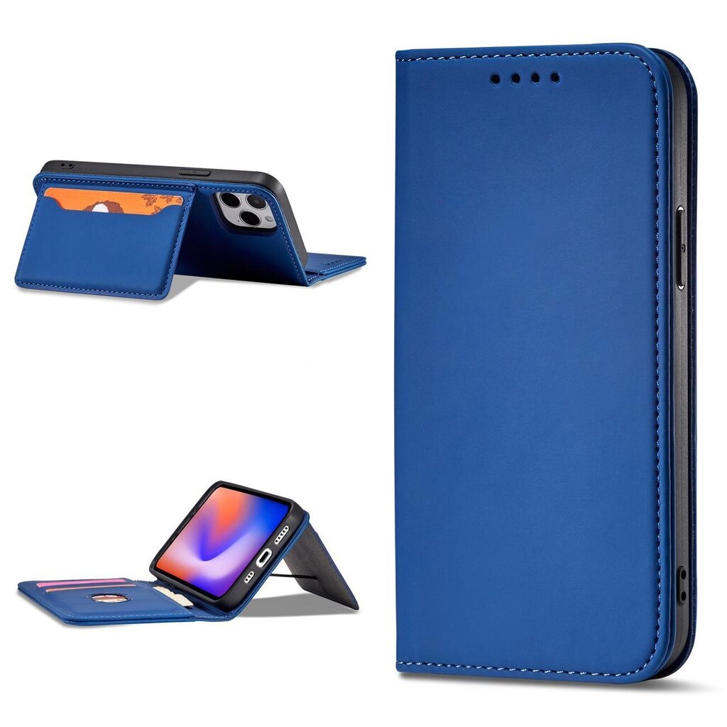 Telefoni kaaned Magnet Card Case for iPhone 12 cover card wallet card stand blue (Niebieski) цена и информация | Telefoni kaaned, ümbrised | kaup24.ee