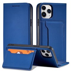 Telefoni kaaned Magnet Card Case for iPhone 12 cover card wallet card stand blue (Niebieski) hind ja info | Telefoni kaaned, ümbrised | kaup24.ee