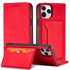 Telefoni kaaned Magnet Card Case for iPhone 12 Pro Max Pouch Card Wallet Card Holder (Red) hind ja info | Telefoni kaaned, ümbrised | kaup24.ee