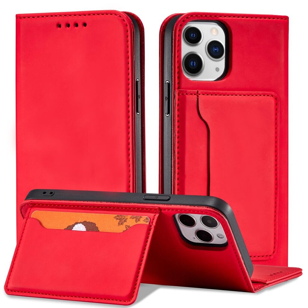 Telefoni kaaned Magnet Card Case for iPhone 12 Pro Max Pouch Card Wallet Card Holder (Red) цена и информация | Telefoni kaaned, ümbrised | kaup24.ee