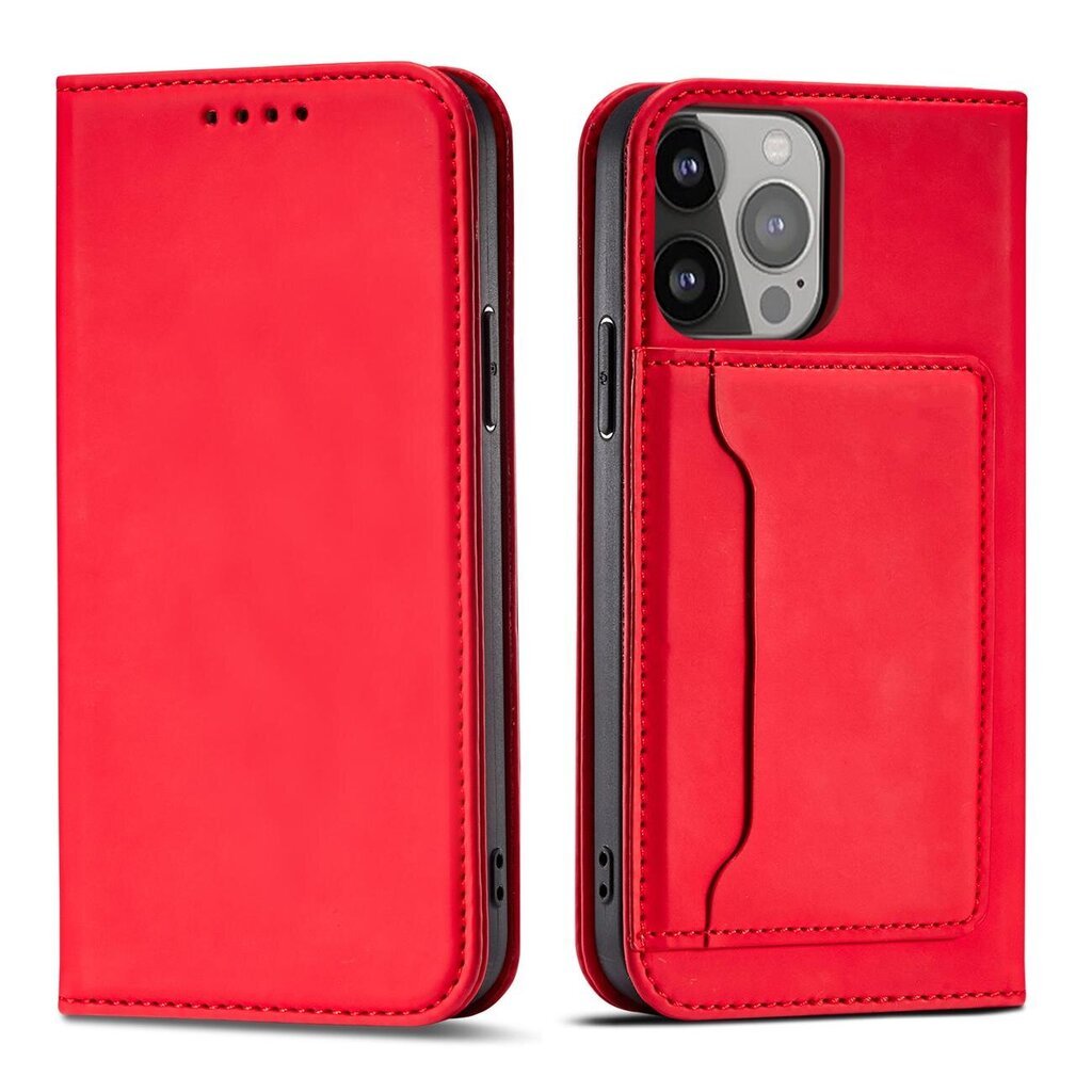 Telefoni kaaned Magnet Card Case for iPhone 13 mini cover card wallet card stand (Red) hind ja info | Telefoni kaaned, ümbrised | kaup24.ee