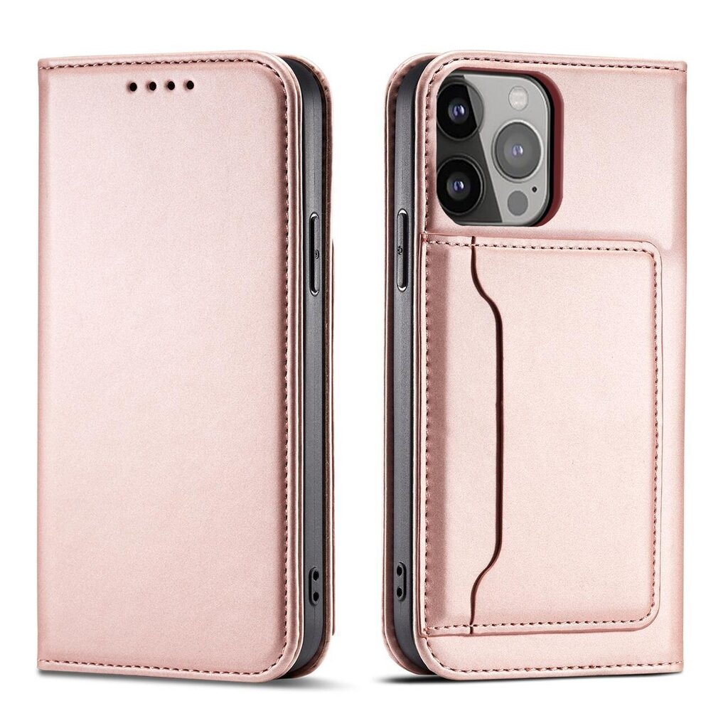 Telefoni kaaned Magnet Card Case for iPhone 13 Pouch Card Wallet Card Stand (Pink) hind ja info | Telefoni kaaned, ümbrised | kaup24.ee