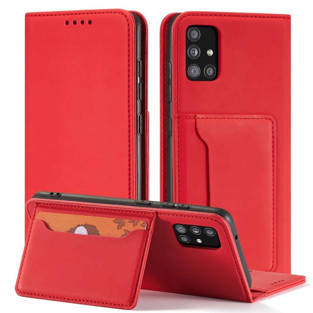 Telefoni kaaned Magnet Card Case Case for Samsung Galaxy A53 5G Pouch Wallet Card Holder (Red) hind ja info | Telefoni kaaned, ümbrised | kaup24.ee