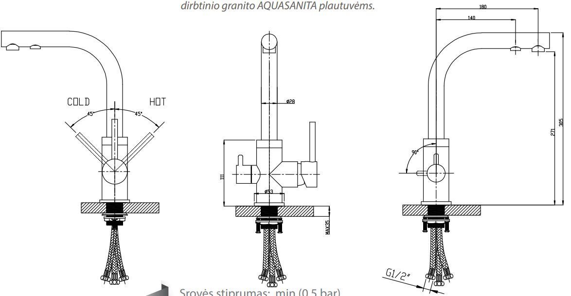 Köögisegisti joogivee funktsiooniga Aquasanita Akvaduo 2663, Kroom 001 цена и информация | Köögisegistid | kaup24.ee