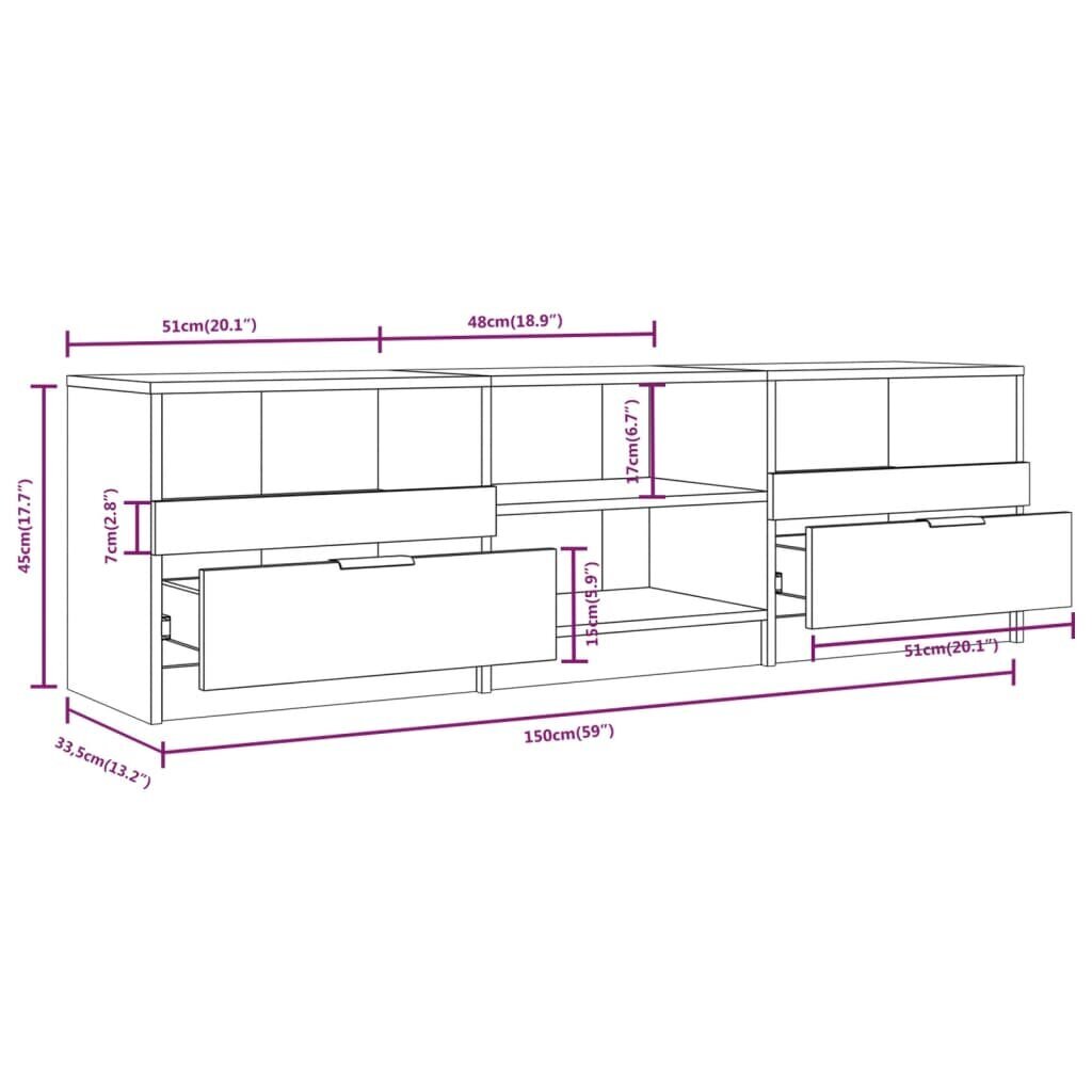 vidaXL telerikapp, must, 150x33,5x45 cm, tehispuit цена и информация | TV alused | kaup24.ee