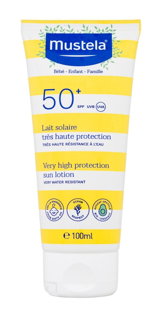 Päikesekaitsekreem Mustela Very High Protection sun Lotion SPF50+, 100 ml цена и информация | Päikesekreemid | kaup24.ee