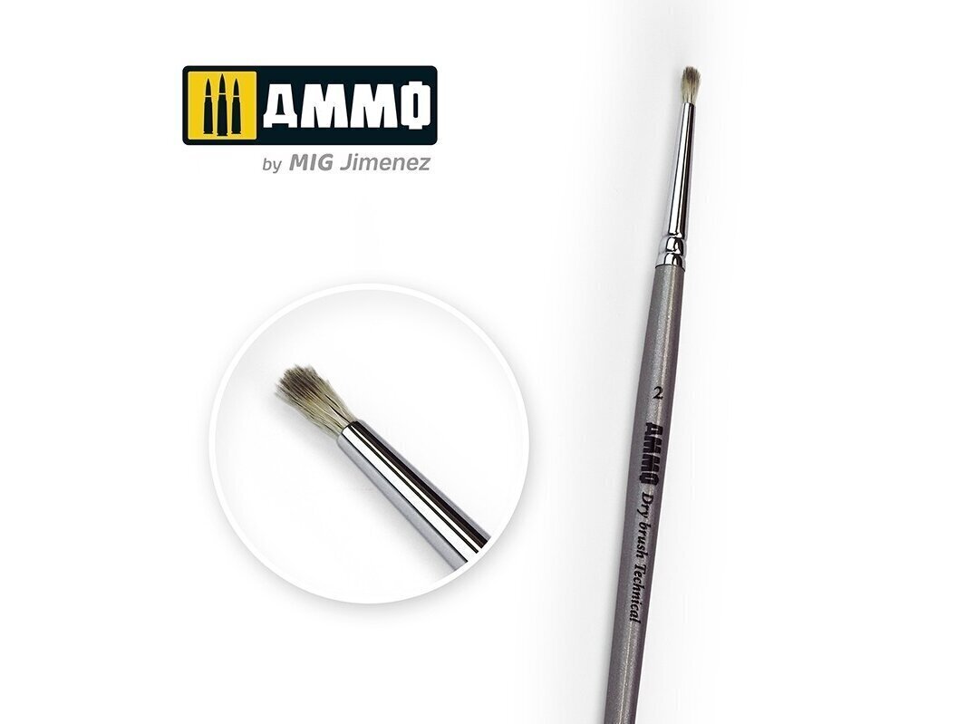 AMMO MIG - 2 AMMO Drybrush Technical Brush (pintsel), 8700 цена и информация | Värvimistööriistad | kaup24.ee