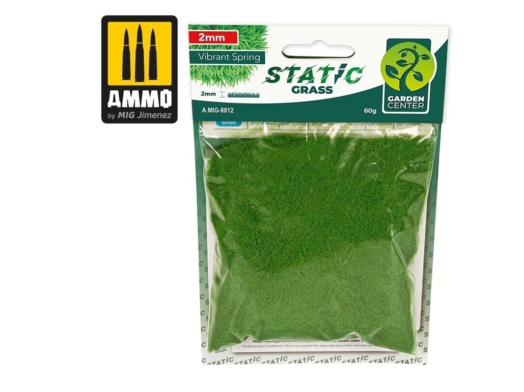 AMMO MIG - Static Grass - Vibrant Spring – 2mm, 8812 hind ja info | Kunstitarbed, voolimise tarvikud | kaup24.ee