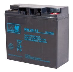 MPL MW POWER MW 20-12 UPS battery Lead-acid accumulator AGM Maintenance-free 12 V 20 Ah must hind ja info | Lisaseadmed | kaup24.ee