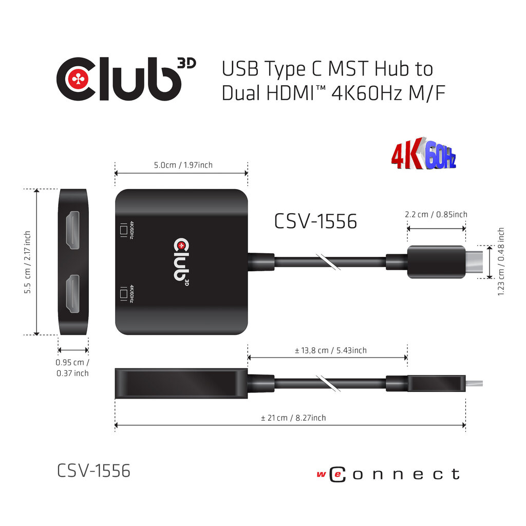 Hub Club 3D CSV-1556 hind ja info | USB jagajad, adapterid | kaup24.ee
