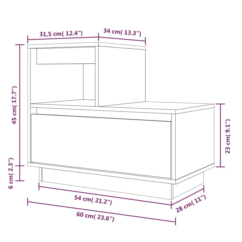 vidaXL öökapp, must, 60 x 34 x 51 cm, männipuit цена и информация | Öökapid | kaup24.ee