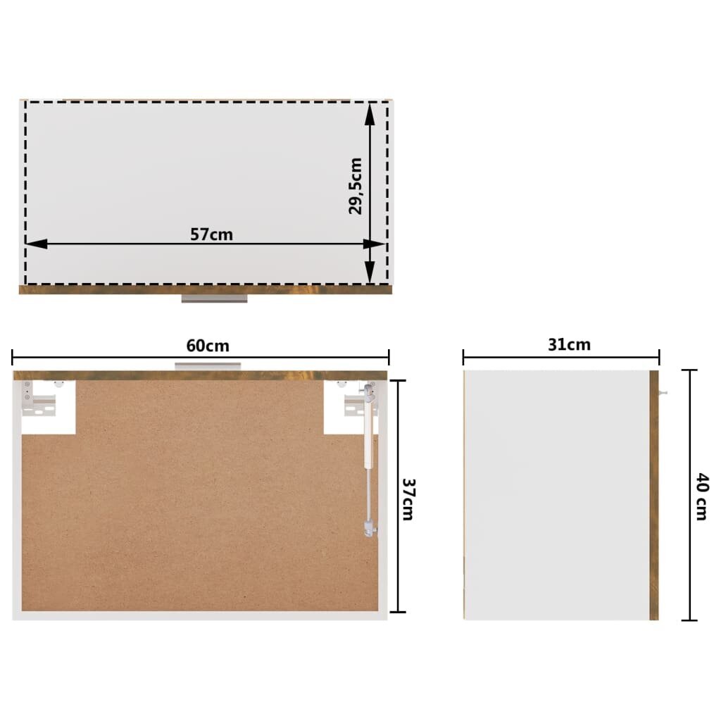 vidaXL seinakapp, suitsutatud tamm, 60 x 31 x 40 cm, tehispuit hind ja info | Köögikapid | kaup24.ee