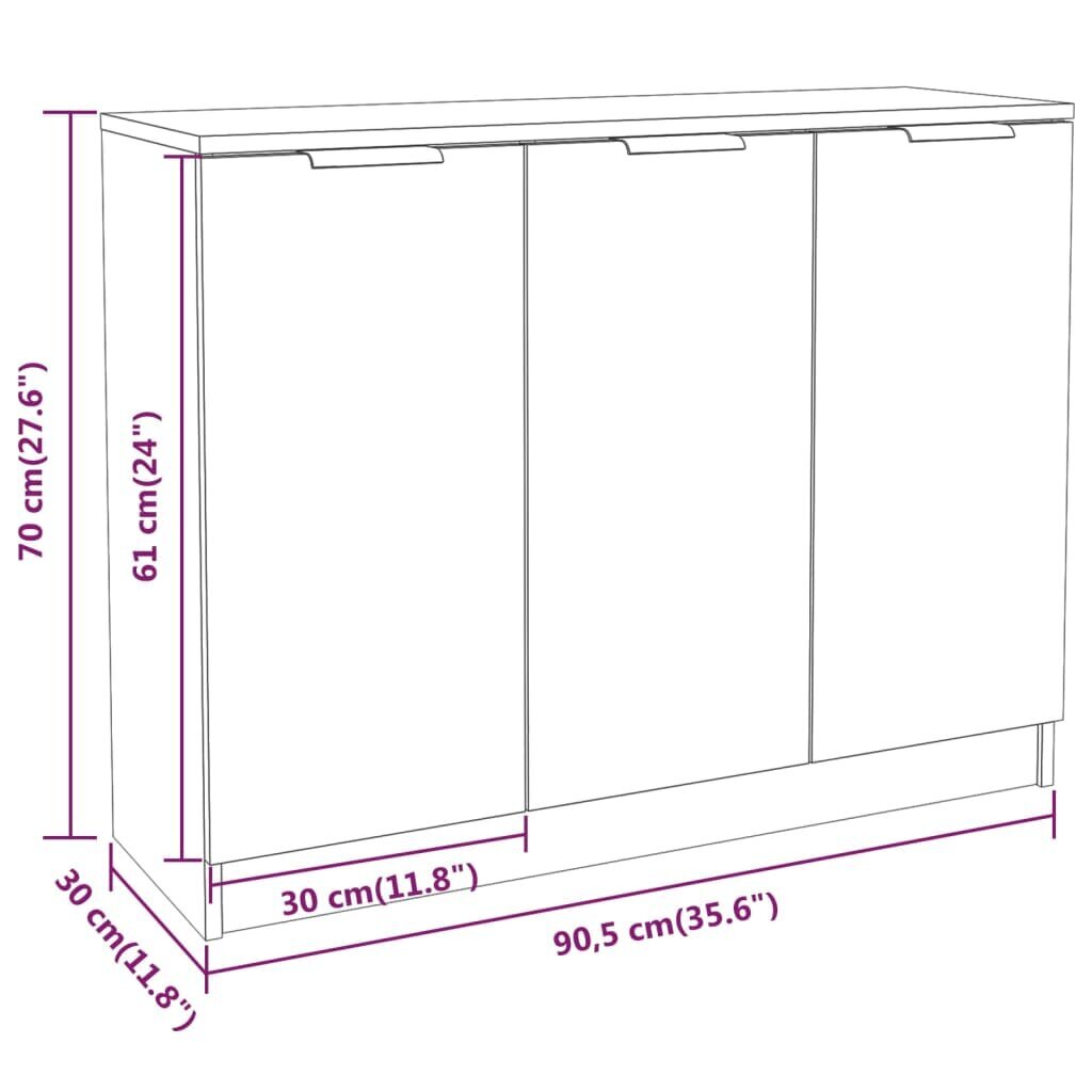 vidaXL puhvetkapp valge 90,5x30x70 cm, tehispuit hind ja info | Elutoa väikesed kapid | kaup24.ee