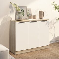 vidaXL puhvetkapp, valge ja Sonoma tamm 90,5x30x70 cm tehispuit цена и информация | Шкафчики в гостиную | kaup24.ee