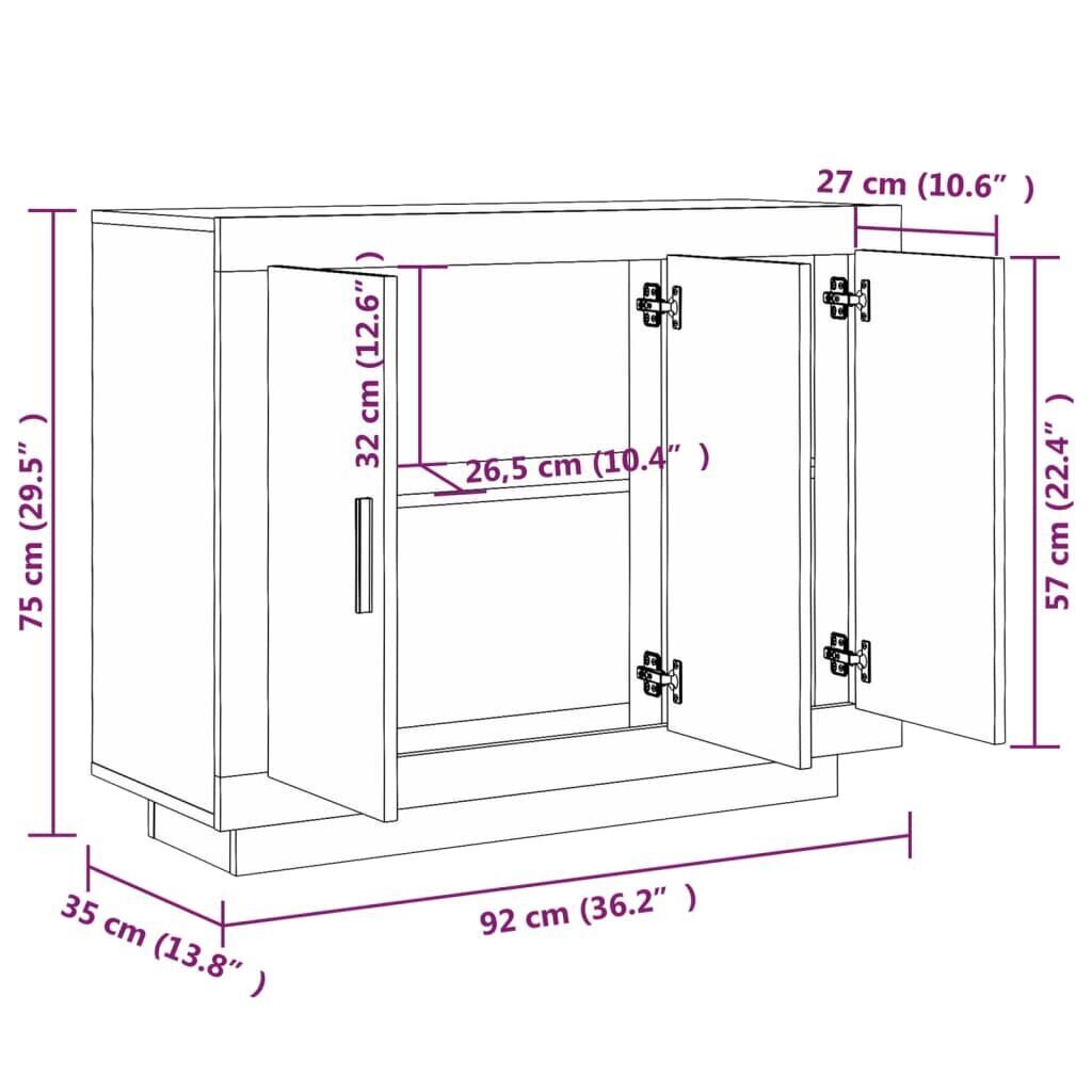 vidaXL puhvetkapp valge 92x35x75 cm, tehispuit цена и информация | Elutoa väikesed kapid | kaup24.ee