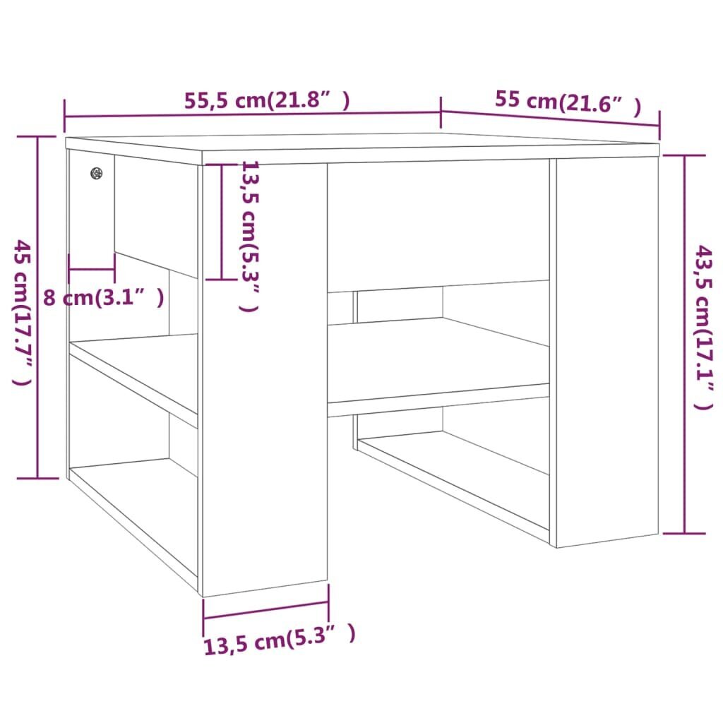 Diivanilaud, valge, 55,5x55x45cm, puit, läikiv hind ja info | Diivanilauad | kaup24.ee