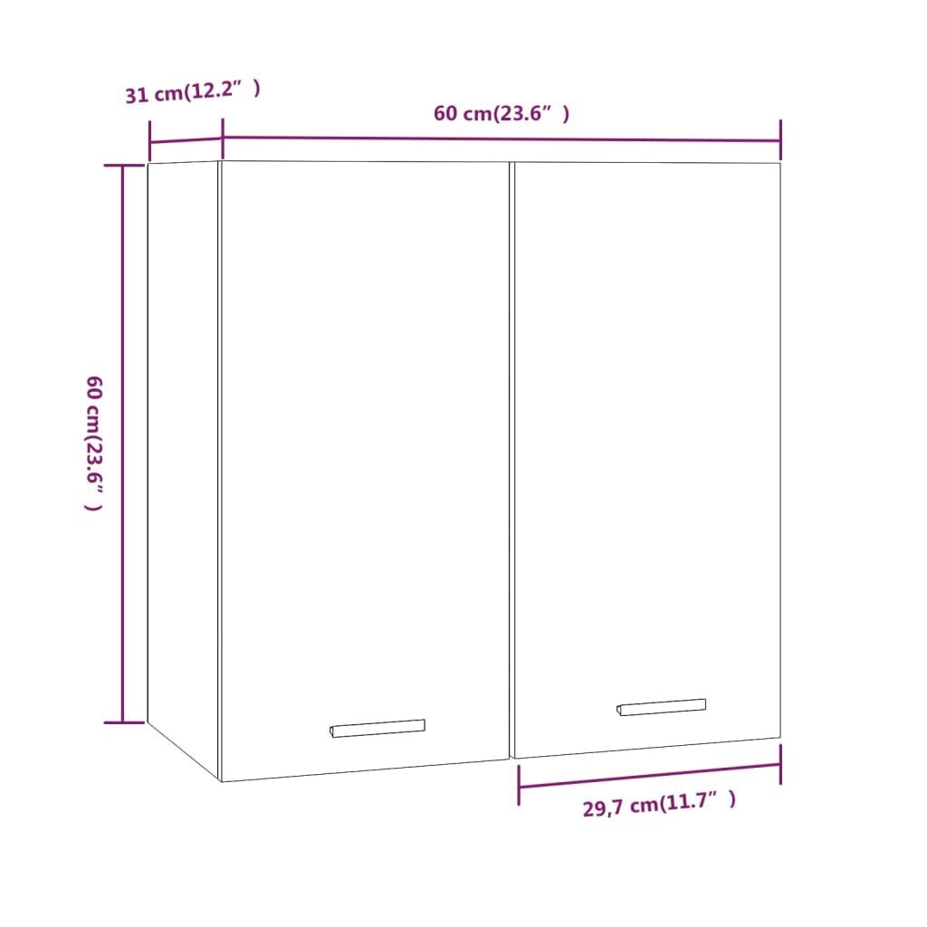 vidaXL seinakapp, pruun tamm, 60 x 31 x 60 cm, tehispuit hind ja info | Köögikapid | kaup24.ee