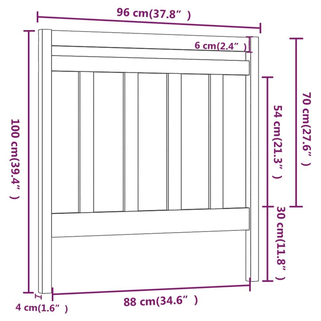 vidaXL voodipeats, must, 96 x 4 x 100 cm, männipuit цена и информация | Voodid | kaup24.ee