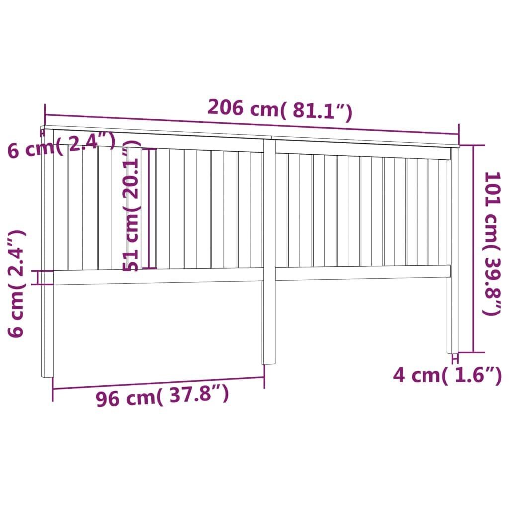 vidaXL voodipeats, meepruun, 206x6x101 cm, männipuit цена и информация | Voodid | kaup24.ee