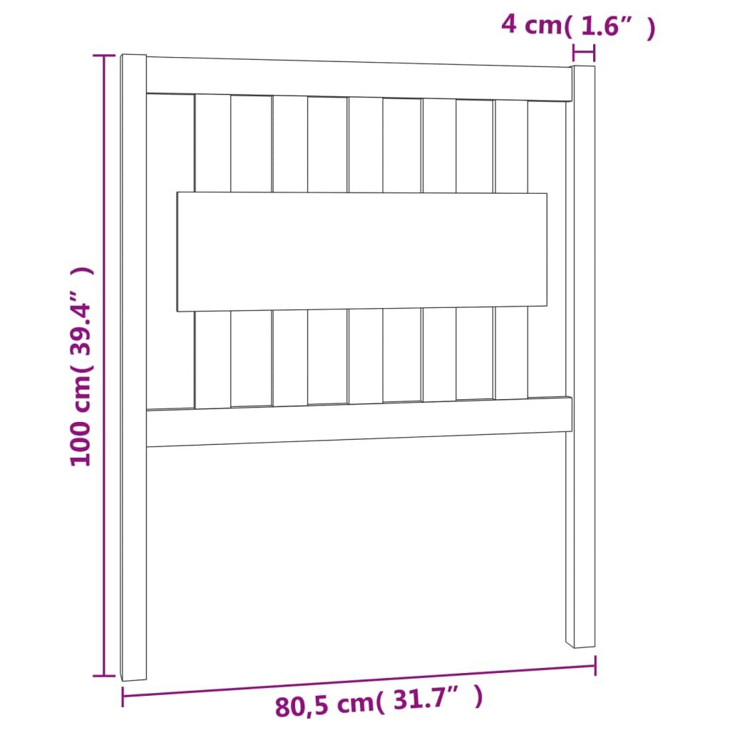 vidaXL voodipeats, must, 80,5 x 4 x 100 cm, männipuit hind ja info | Voodid | kaup24.ee