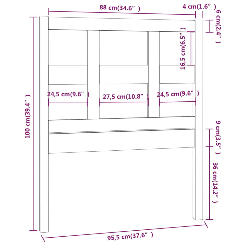 vidaXL voodipeats, valge, 95,5 x 4 x 100 cm, männipuit hind ja info | Voodid | kaup24.ee