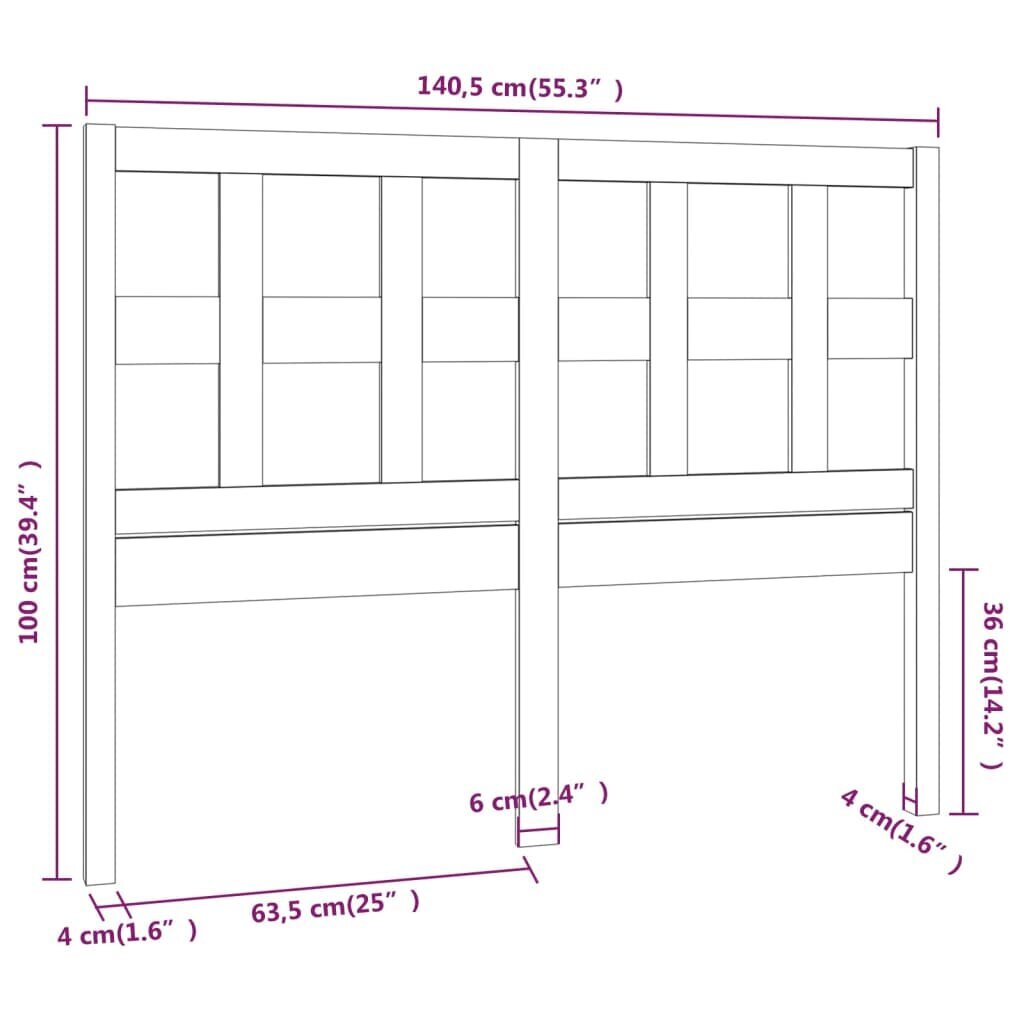 vidaXL voodipeats 140,5 x 4 x 100 cm, männipuit цена и информация | Voodid | kaup24.ee