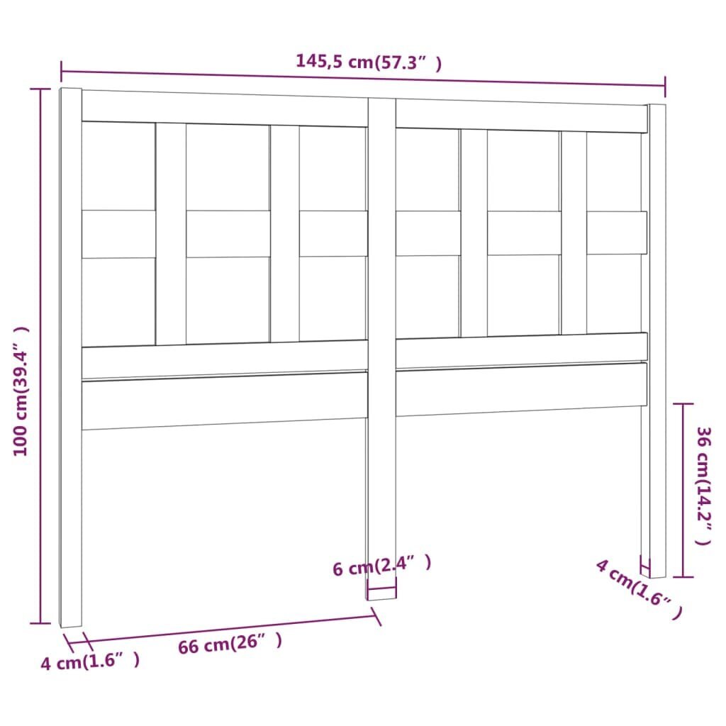 vidaXL voodipeats, hall, 145,5x4x100 cm, männipuit цена и информация | Voodid | kaup24.ee