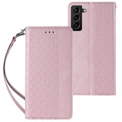 Telefoni kaaned Magnet Strap Case Case for Samsung Galaxy S22 Ultra Pouch Wallet + Mini Lanyard Pendant (Pink) hind ja info | Telefoni kaaned, ümbrised | kaup24.ee