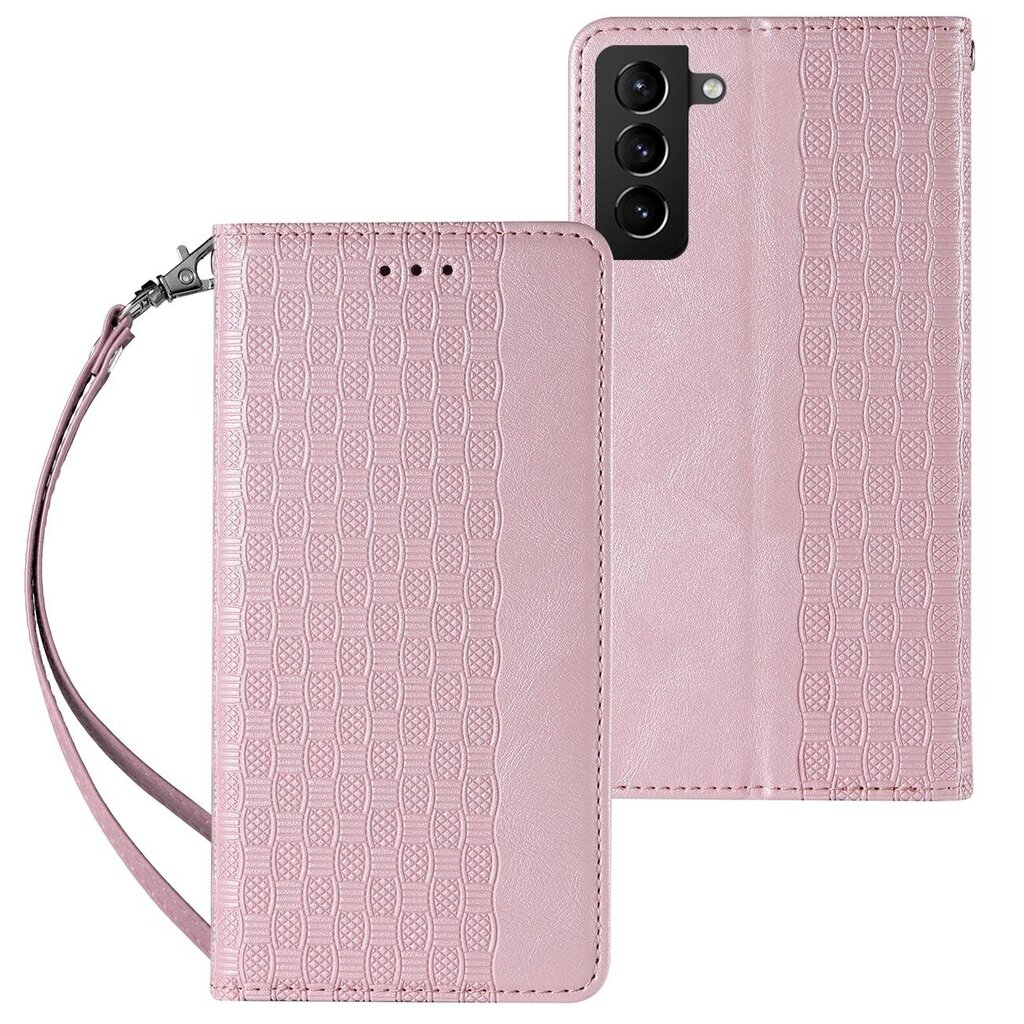 Telefoni kaaned Magnet Strap Case Case for Samsung Galaxy S22 Ultra Pouch Wallet + Mini Lanyard Pendant (Pink) цена и информация | Telefoni kaaned, ümbrised | kaup24.ee