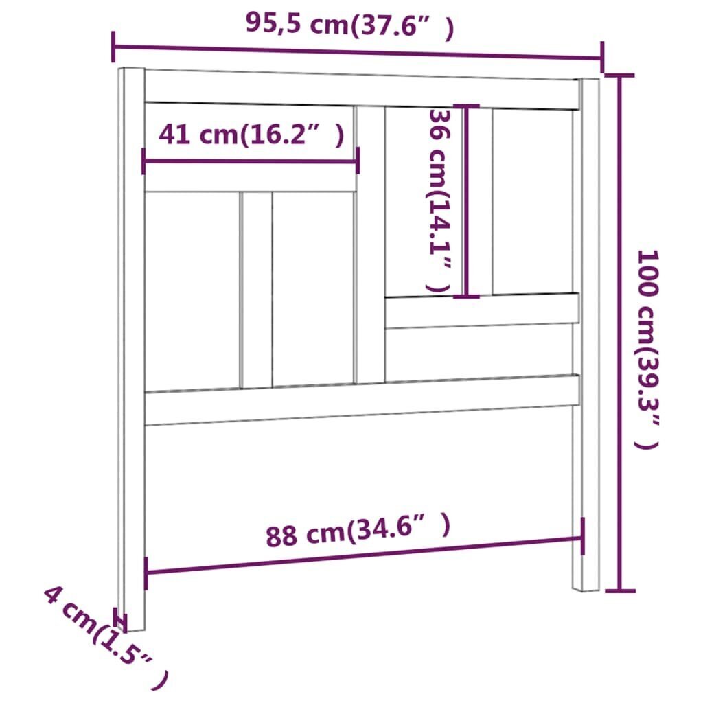 vidaXL voodipeats, must, 95,5 x 4 x 100 cm, männipuit hind ja info | Voodid | kaup24.ee