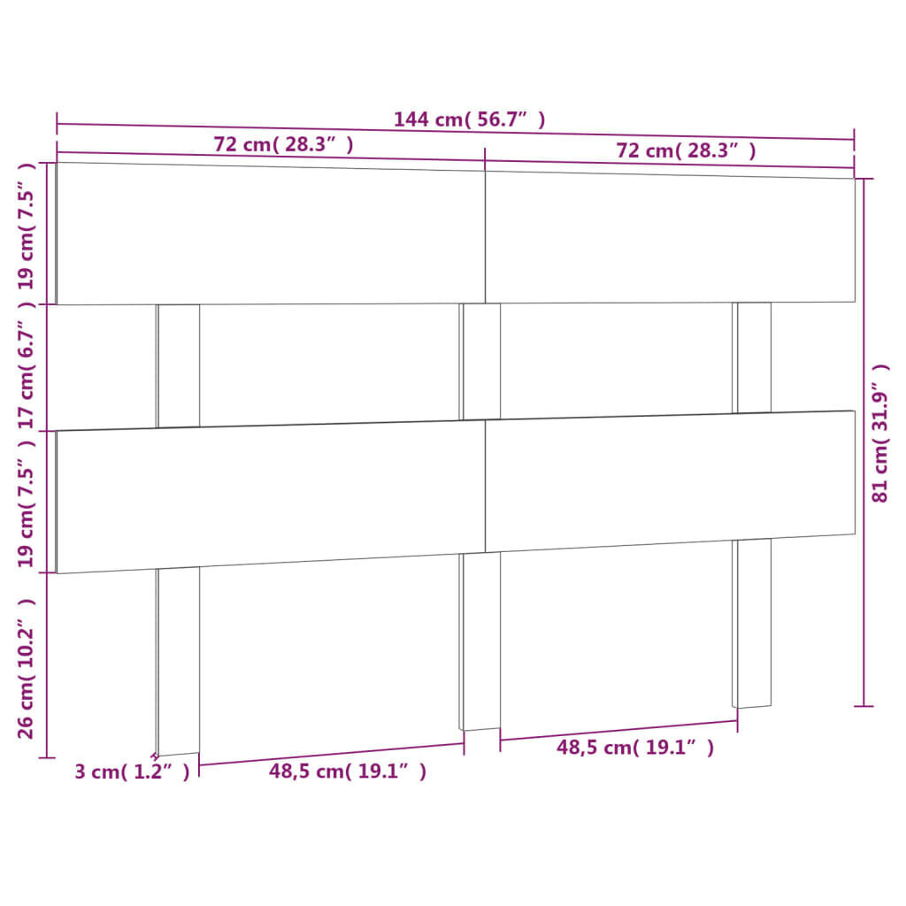 vidaXL voodipeats, hall, 144x3x81 cm, männipuit hind ja info | Voodid | kaup24.ee