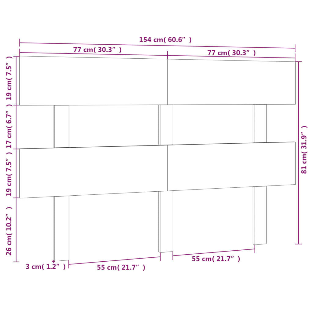 vidaXL voodipeats, hall, 154x3x81 cm, männipuit цена и информация | Voodid | kaup24.ee