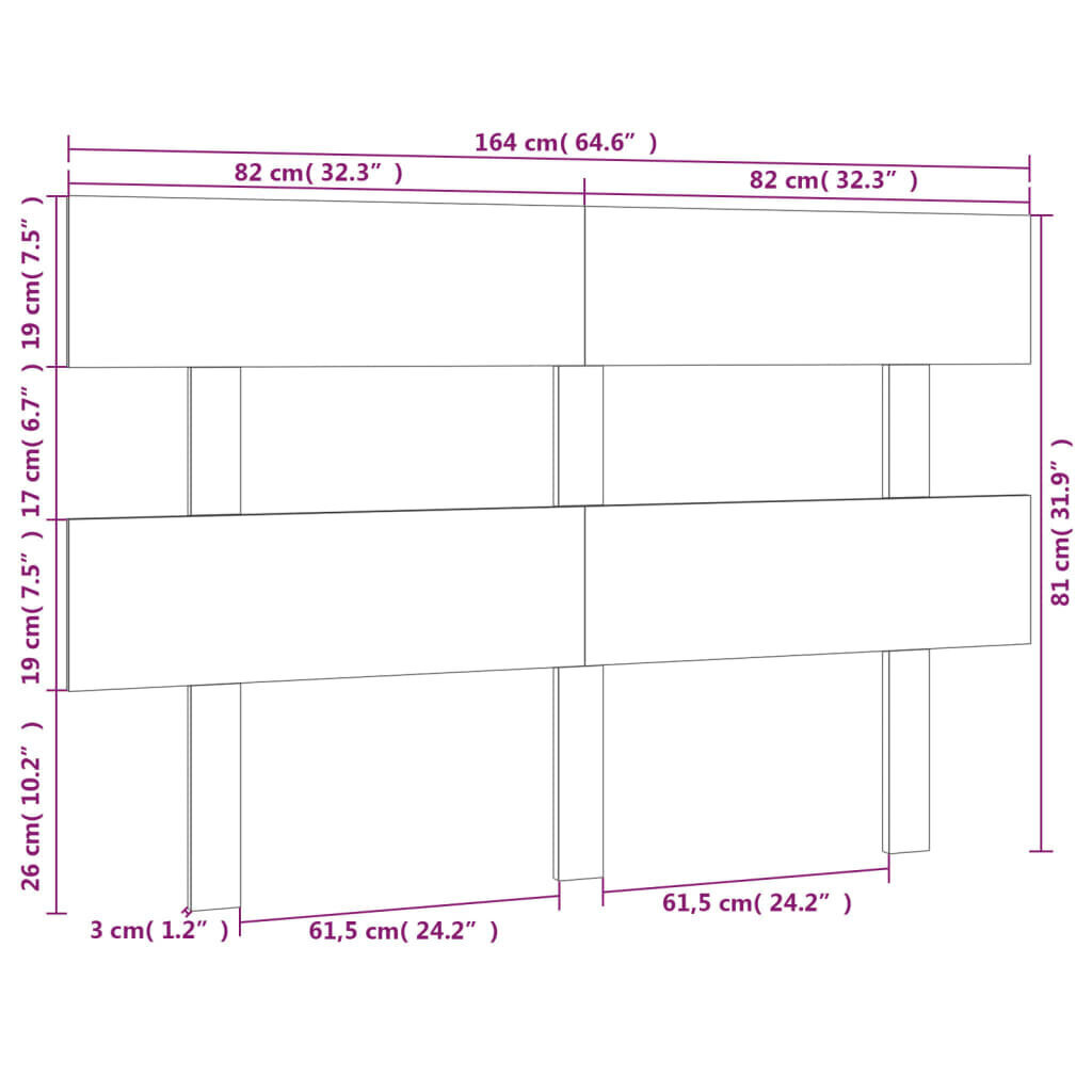 vidaXL voodipeats, valge, 164x3x81 cm, männipuit hind ja info | Voodid | kaup24.ee