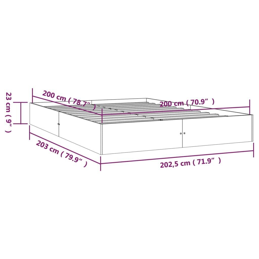 vidaXL voodiraam, valge, männipuit, 200 x 200 cm hind ja info | Voodid | kaup24.ee