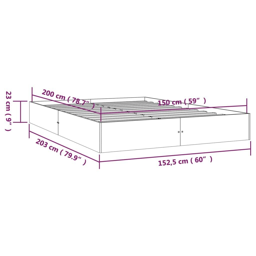 vidaXL voodiraam, täismännipuit, 150 x 200 cm hind ja info | Voodid | kaup24.ee