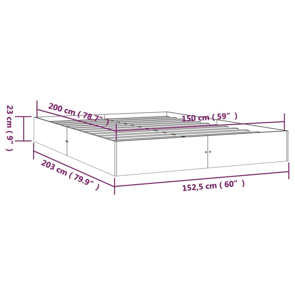 vidaXL voodiraam, meepruun, männipuit, 150 x 200 cm цена и информация | Voodid | kaup24.ee