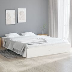 vidaXL voodiraam, valge, täismännipuit, 140 x 190 cm hind ja info | Voodid | kaup24.ee