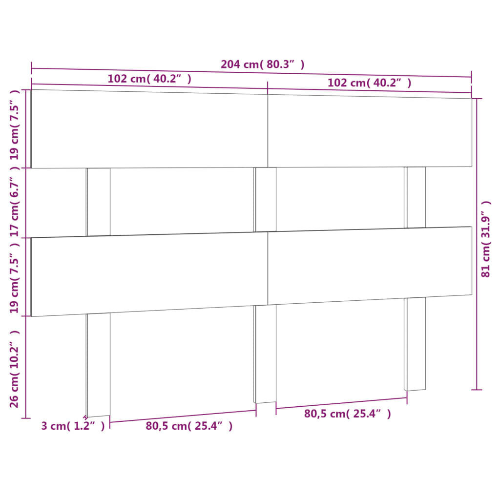 vidaXL voodipeats, meepruun, 204x3x81 cm, männipuit цена и информация | Voodid | kaup24.ee