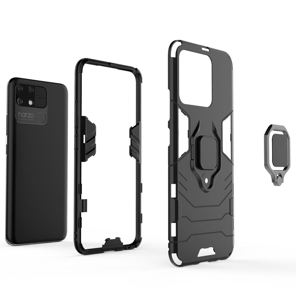 Telefoniümbris Ring Armor tough hybrid case cover + magnetic holder Realme Narzo 50A black цена и информация | Telefoni kaaned, ümbrised | kaup24.ee