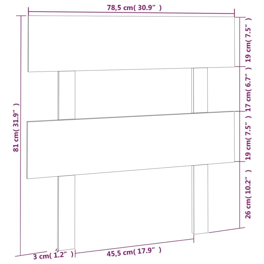 vidaXL voodipeats, hall, 78,5x3x81 cm, männipuit цена и информация | Voodid | kaup24.ee