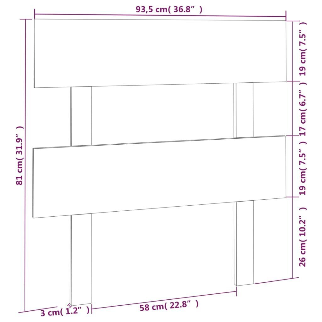 vidaXL voodipeats, meepruun, 93,5x3x81 cm, männipuit hind ja info | Voodid | kaup24.ee