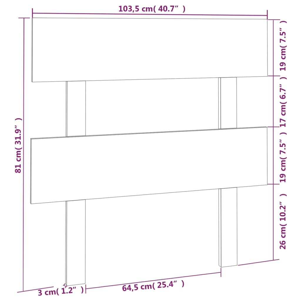 vidaXL voodipeats, valge, 103,5x3x81 cm, männipuit цена и информация | Voodid | kaup24.ee